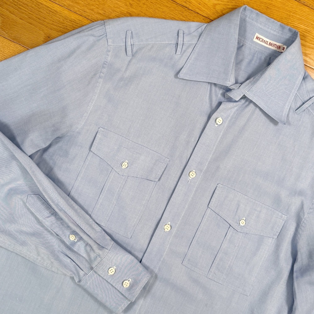 Michael Bastian Mens Light Blue Button Down Long‎ Sleeve Dress Shirt Size 48